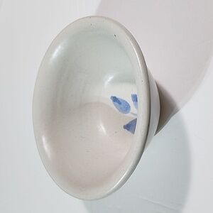 Vtg OBE signed studio pottery finger bowl blue floral
